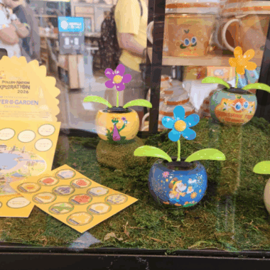 Colorful solar flowerpot prizes for EPCOT pollen-nation scavenger hunt.