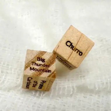 Churro-themed wooden block toy with "Churro" engraved on top.
