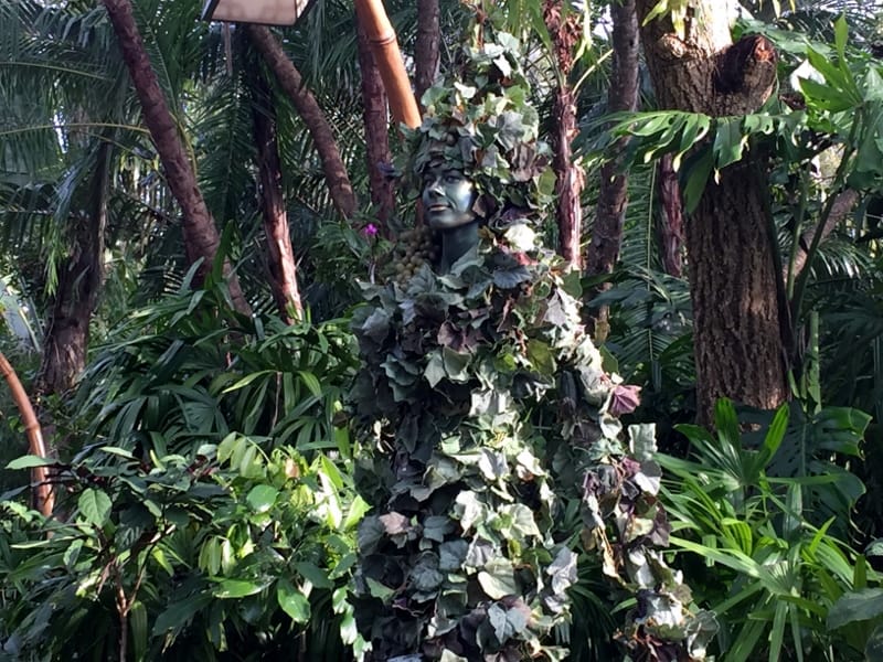 DiVine blending seamlessly into lush foliage along the walking paths at Disney’s Animal Kingdom, adding to the park’s magic.
