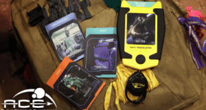 Na'vi Translator and cards with "I SEE YOU" on an ACE-branded bag, inspired by Pandora – The World of Avatar at Disney World.