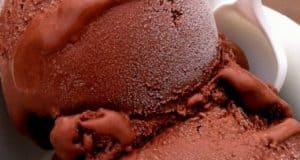 Chocolate ice cream scoops in a souvenir bowl with a white spoon, ready to enjoy at Universal Studios.