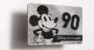 A dazzling Disney Gift Card showcases Mickey Mouse with a bold 90, marking his milestone at Walt Disney World.