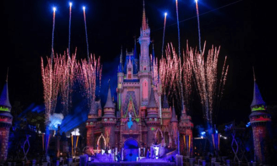 Fireworks dazzle above Cinderella Castle at Disney World during Villains After Hours, creating an unforgettable spectacle.