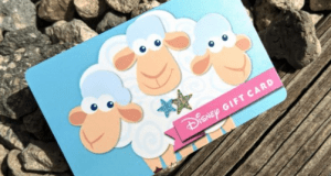 Bo Peep's Sheep lounge playfully on rocks on a Walt Disney World Gift Card, perfect for Toy Story Land fans.