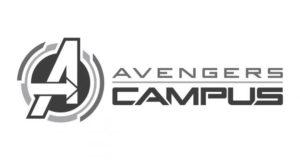 Avengers Campus logo with a bold, futuristic "A" and text, capturing the high-energy Marvel vibe at Disney California Adventure.