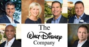 Headshots of six Disney leaders circle The Walt Disney Company logo, spotlighting the creative minds behind your favorite parks.