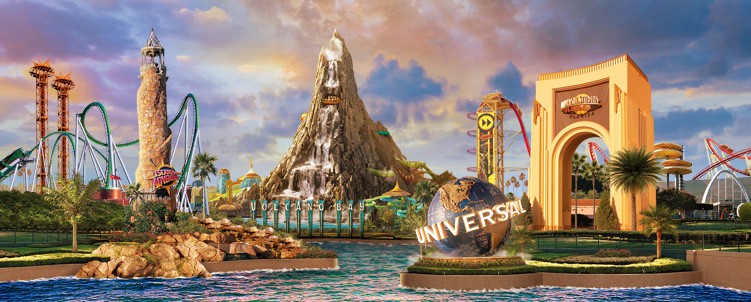 Universal Orlando: racing roller coasters, the epic Krakatau volcano, and the famous Universal globe debut June 5! Get ready to explore!.