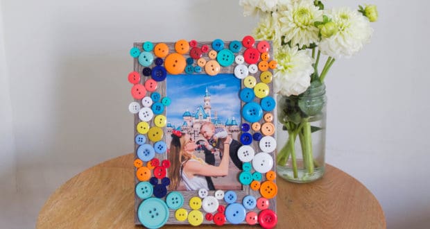 Add a dash of Disney magic to your space with this Hidden Mickey frame, topped with colorful buttons for that park-inspired whimsy.