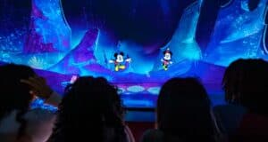A group of people on Mickey & Minnie's Runaway Railway