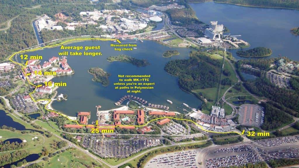 Estimated Walking Times to Magic Kingdom