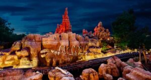 Big Thunder Mountain Railroad at nighttime