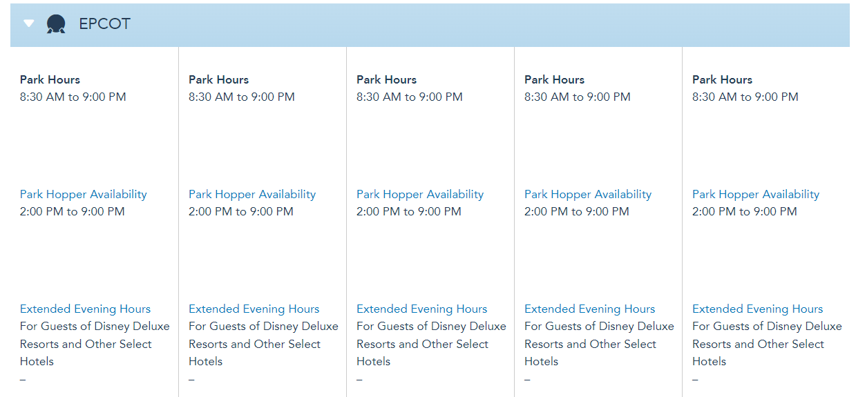 epcot calendar