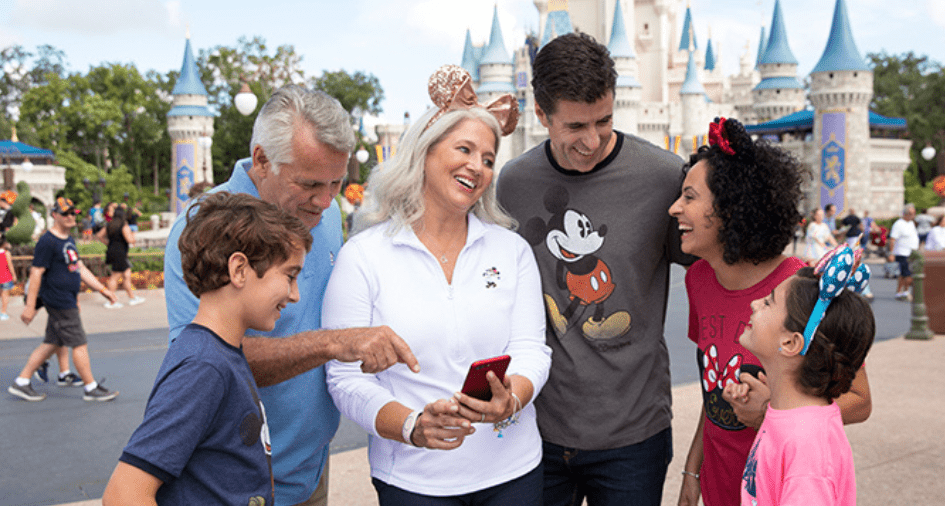 Family with phone