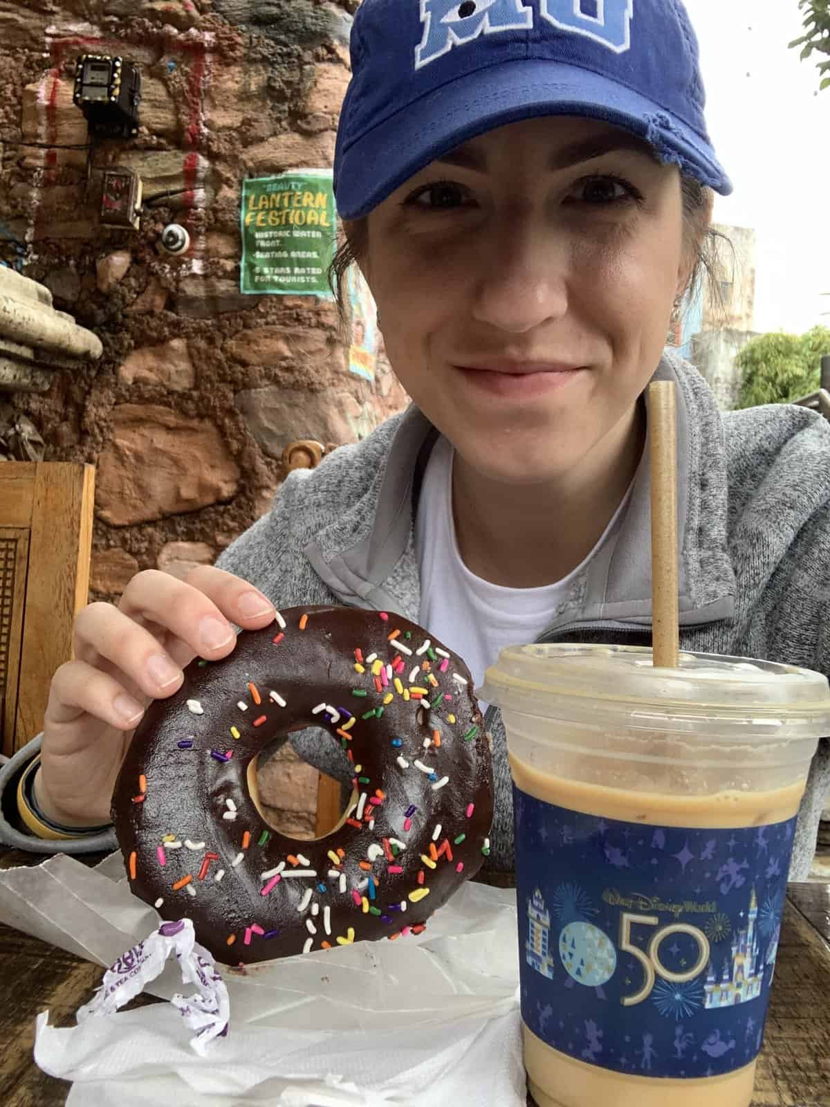 Monsters U hat and Disney donut