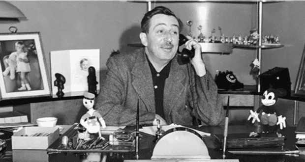 Walt Disney at His Desk on the Phone