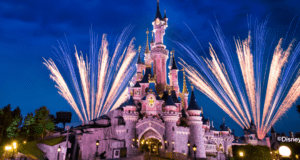 Fireworks over Sleeping Beauty Castle at Disneyland Paris