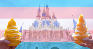 Disney castle with pride flag