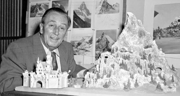 Walt Disney with Matterhorn Model