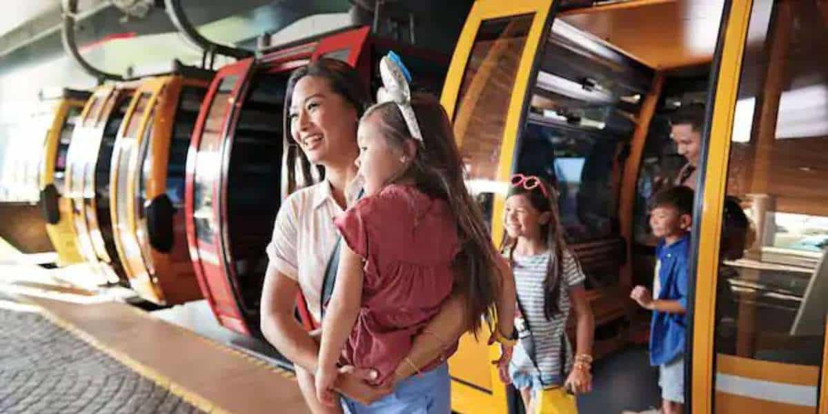 Family of Guests getting off Sky ride
