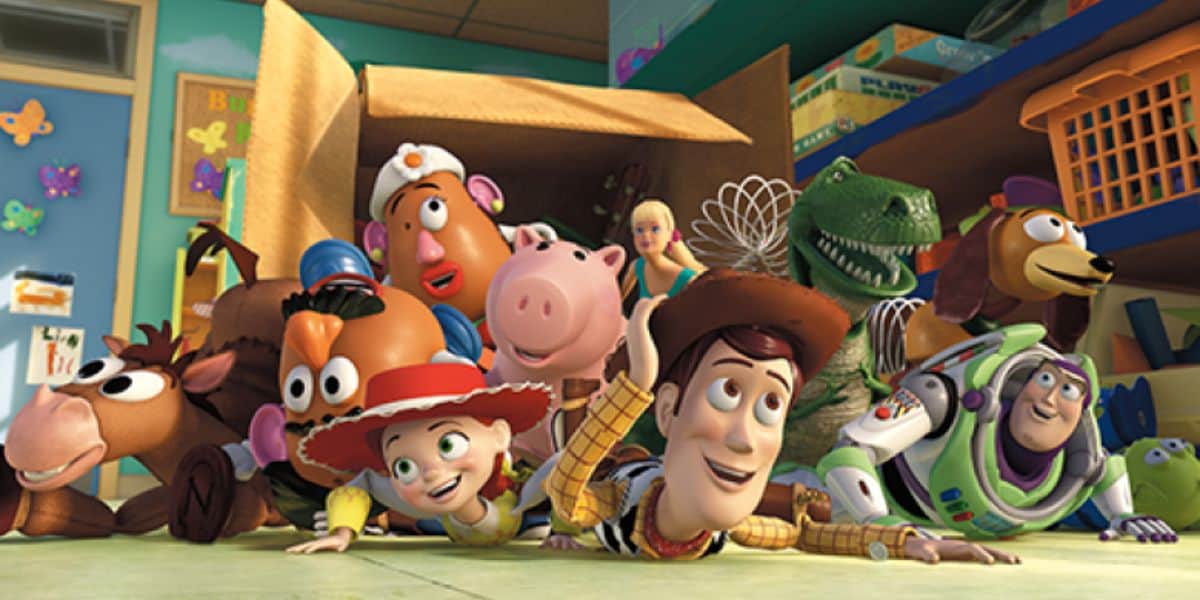 All the 'Toy Story' characters rolling out of a box