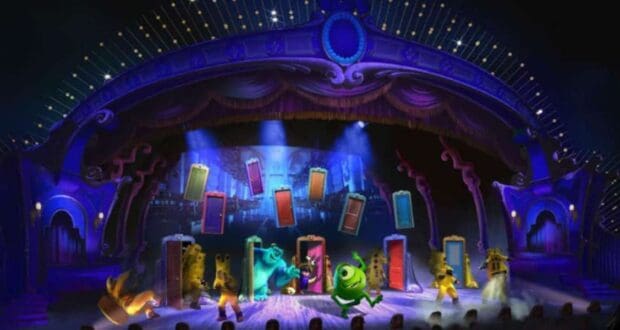 'Monsters, Inc.' characters onstage with doors