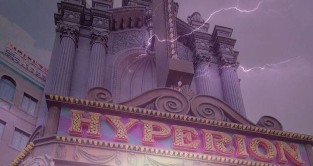 Hyperion Theater at Disney California Adventure Park with storm effect