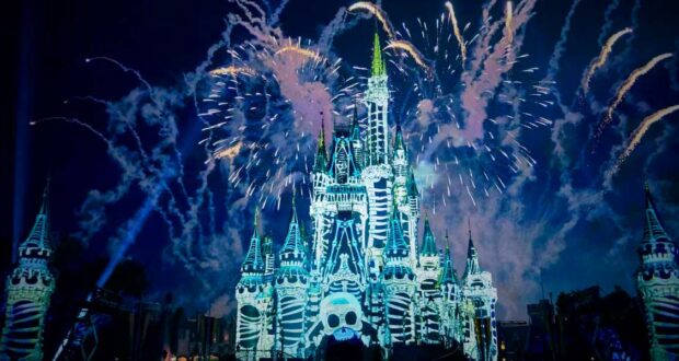 Nighttime Show at Cinderella Castle for Mickeys Not So Scary Halloween Party