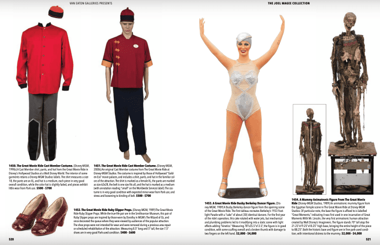 Catalog page of Great Movie Ride Props