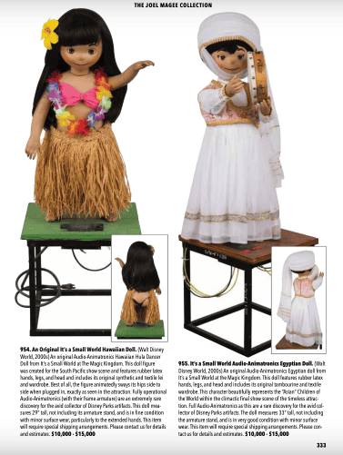 Catalog images of two Its a Small World dolls from the ride