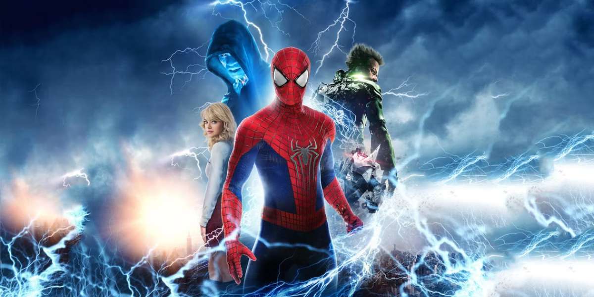 Ad for Spider man 2 showing Electro, the Goblin, Spider man, and Gwen.