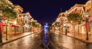 Main Street USA at Disneyland Park at night