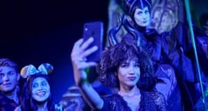 Guests take selfies at Oogie Boogie Bash