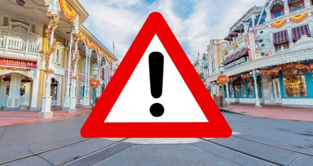 Disney World Main Street with Alert Symbol