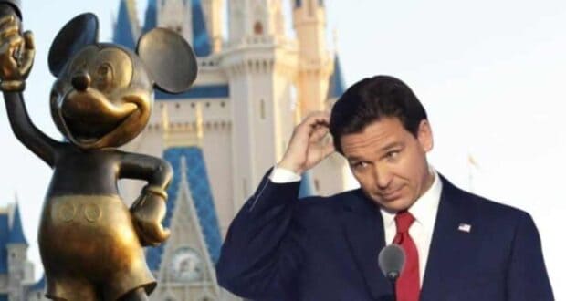 Disney's Mickey Mouse statue next to DeSantis