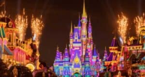 Disney World with fireworks display