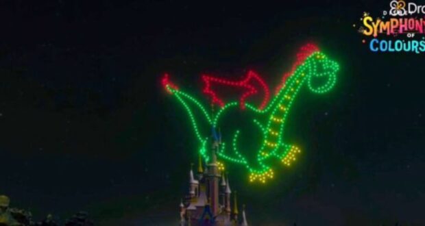 Green Dragon on top of Disney Castle