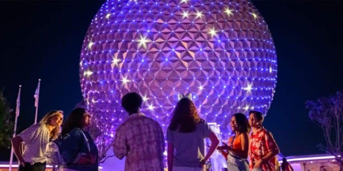 Disney Guests talking infront of EPCOT