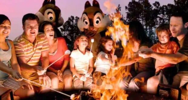 Guests fort wilderness holding a marshmallow