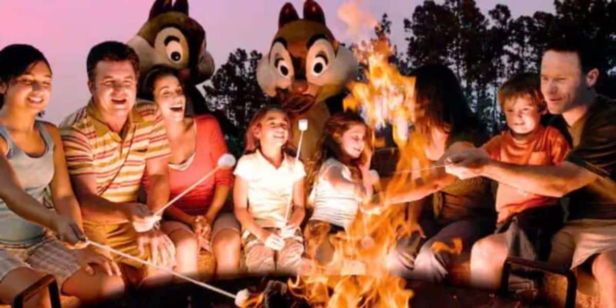 Guests fort wilderness holding a marshmallow