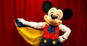 Mickey Mouse with red background