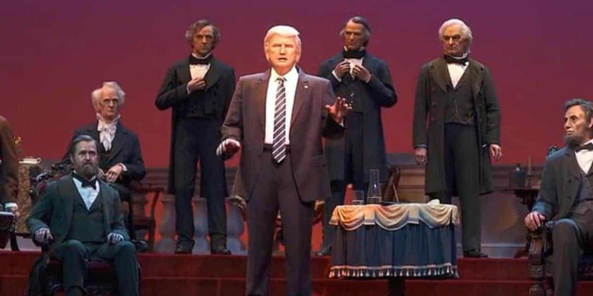 Donald Trump on the Hall of Presidents at Walt Disney World. 