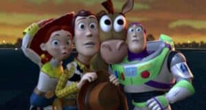 L to R: Jessie, Woody, Bullseye and Buzz on the runway in 'Toy Story 2'