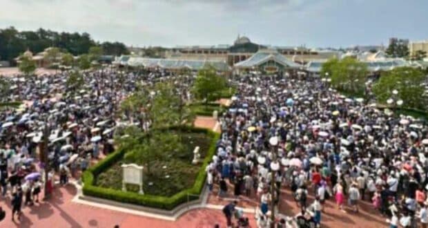 Disnaey park demand high, shown through crowded theme park in Tokyo