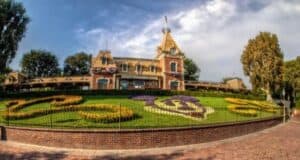 Turnstiles at the entrance of Disneyland Park