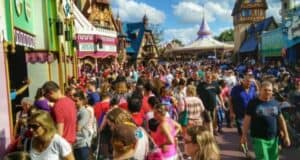 Crowds at Magic Kingdom "it's a small world"
