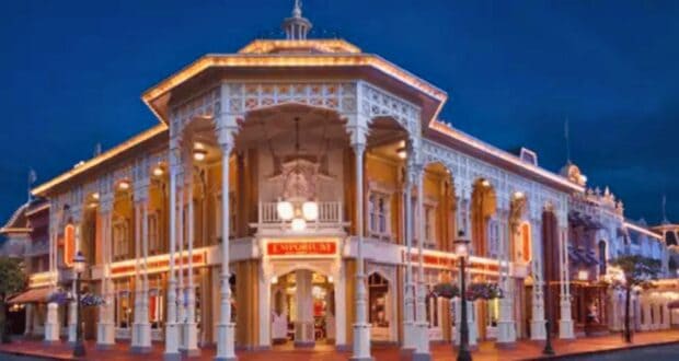 Exterior shot of The Emporium on Main Street USA at Magic Kingdom Park, one of many Disney world stores