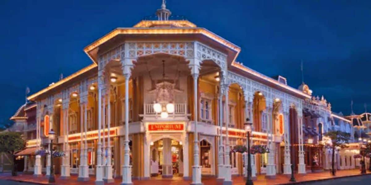 Exterior shot of The Emporium at Magic Kingdom Park, one of many Disney world stores