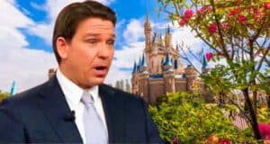 DeSantis looking shocked over Disney castle