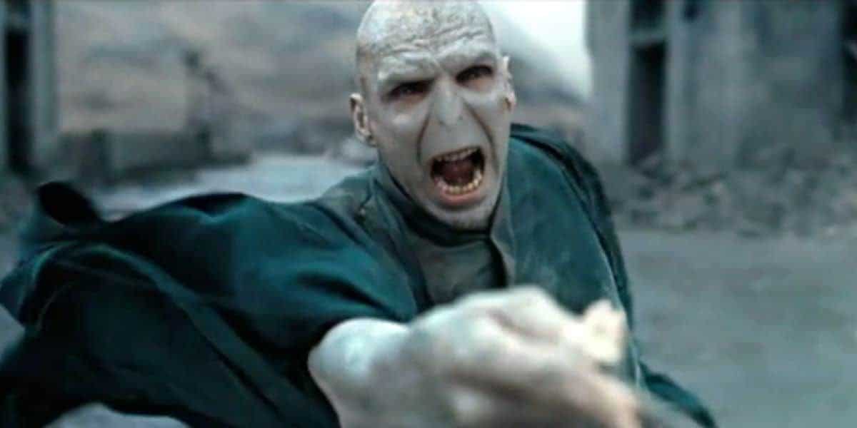 Voldemort in his final battle against Harry in the 'Deathly Hallows'