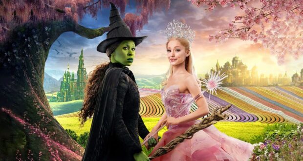 Elphaba (Cynthia Erivo) and Glinda (Ariana Grande) on the poster of 'Wicked'